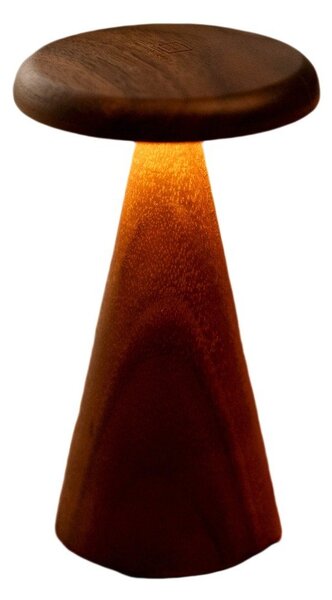LED настолна лампа в тъмно естествен цвят с дървен абажур (височина 21 cm) Sylva – Gingko