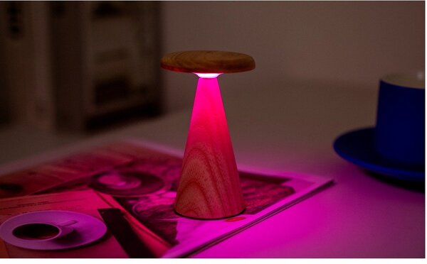 LED настолна лампа в естествен цвят с дървен абажур (височина 14 cm) Sylva – Gingko