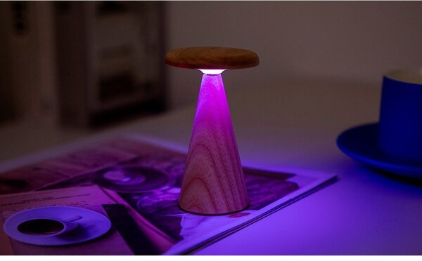 LED настолна лампа в естествен цвят с дървен абажур (височина 14 cm) Sylva – Gingko