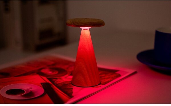 LED настолна лампа в естествен цвят с дървен абажур (височина 14 cm) Sylva – Gingko