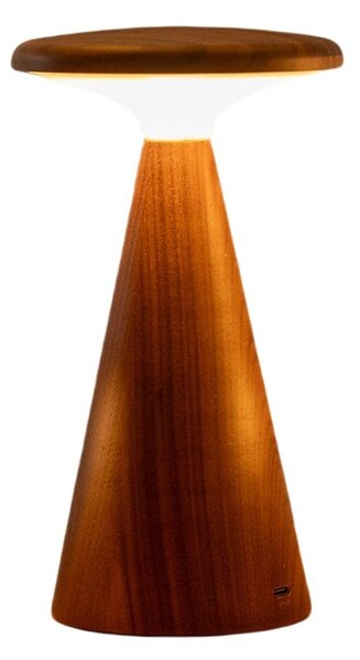 LED настолна лампа в тъмно естествен цвят с дървен абажур (височина 14 cm) Sylva – Gingko