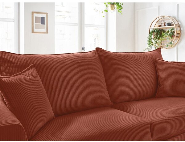 Разтегателен диван от рипсено кадифе в тухлен цвят 225 cm Augustin – Bobochic Paris