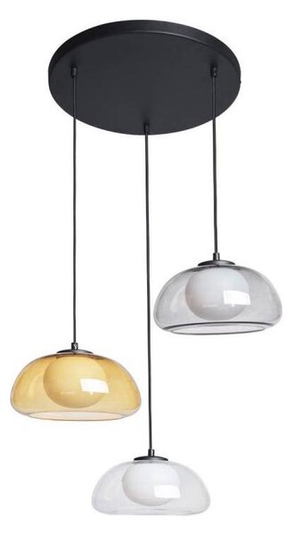 ITALUX PND-54637-3-BK-SG-Полилей на въже AINALE 3xG9/7W/230V черен/прозрачен/бежов/сив