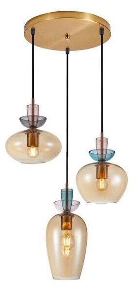 ITALUX PND-31882-3A-GD-AMB-Висящ полилей на кабел FANDA 3xE27/40W/230V златист/опушено бежово