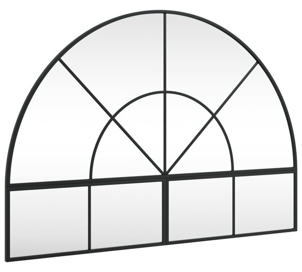 VidaXL Стенно огледало, черно, 100x70 см, арка, желязо