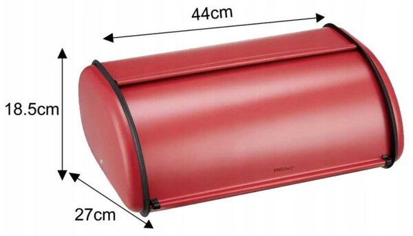 Кутия за хляб Kinghoff KH 1865, 44 см, Лека и здрава конструкция, Стомана, Червен