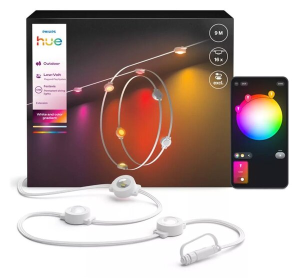 Philips - LED RGBW удължителна димируема външна гирлянда Hue FESTAVIA 16xLED 9m IP65