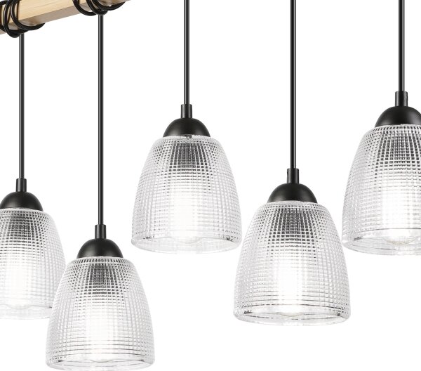 Полилей на кабел LEANDRA 5xE27/15W/230V дъб/черно