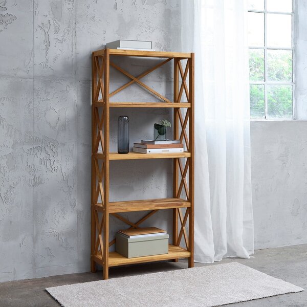 Стелаж от масивен дъб в естествен цвят 70x161 cm X-Shelf – Unique Furniture