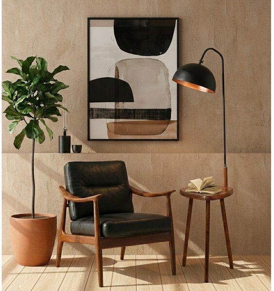 Черна/кафява подова лампа с рафт с метален абажур (височина 160 cm) Table – Opviq lights