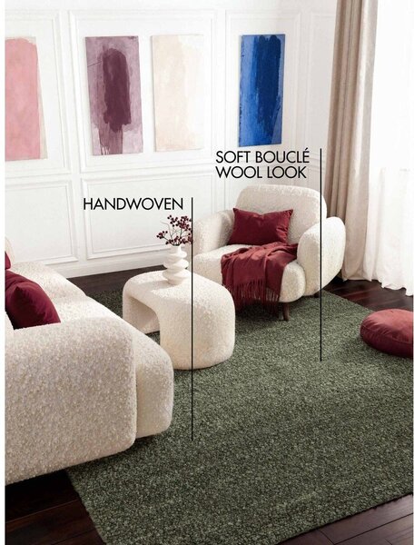Зелен ръчно изработен килим от букле 120x170 cm Notting Hill Portobello – Ted Baker