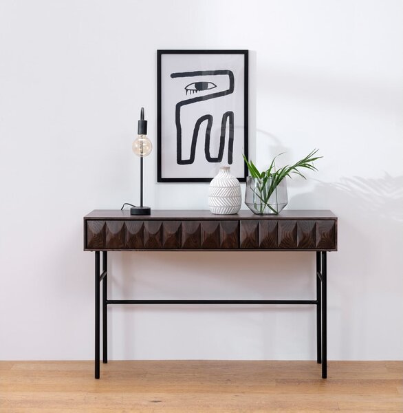 Тъмнокафява конзолна маса с дъбов плот 39x117 cm Latina – Unique Furniture