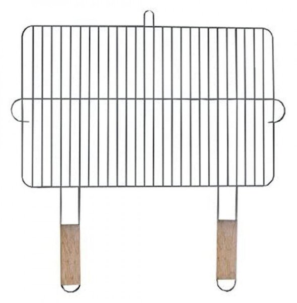 Метална скара за барбекю MasterGrill MG255, 2 дървени дръжки, Размер на скарата 54 х 34 см, Инокс/кафяв