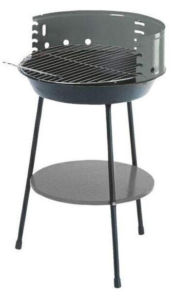 Барбекю на дървени въглища с долен рафт MasterGrill MG915, 35 см диаметър, Метал, Черен/сив