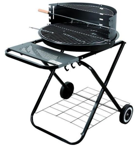 Барбекю на дървени въглища Master Grill & Party MG925, 54.5 см, Емайлиран корпус, Регулируема решетка, Сгъваемо, Колела, Черен