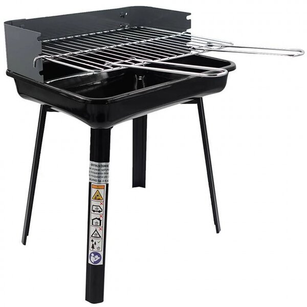 Барбекю на дървени въглища Master Grill & Party MG936, Регулируема решетка, Сгъваемо, Черен