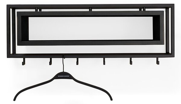Черна стенна закачалка от масивен дъб с рафт 78 cm School – Spinder Design
