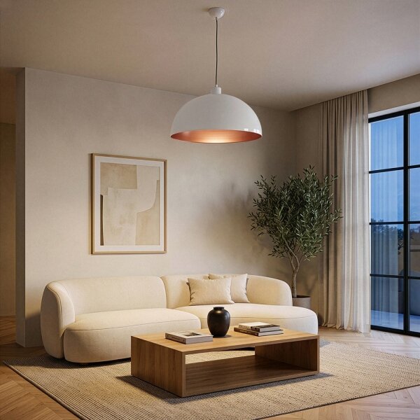 Brilagi - LED полилей на кабел METALO 1xE27/40W/230V диам. 40 см бял/меден