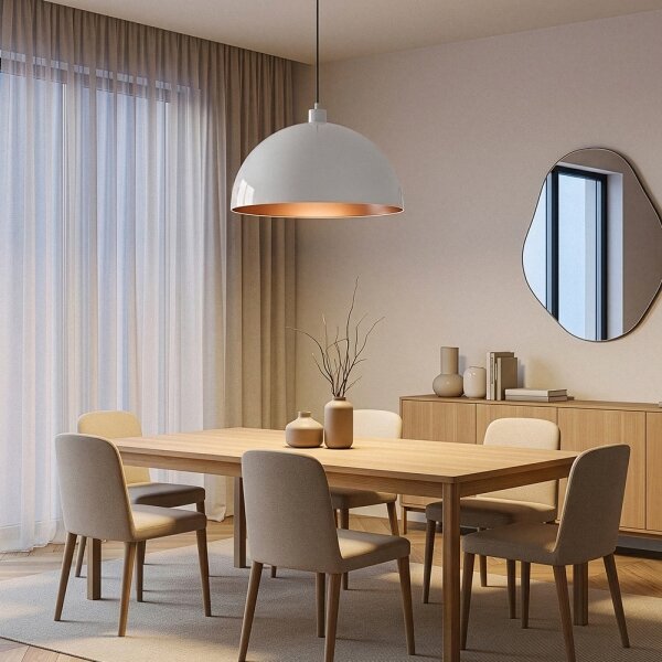 Brilagi - LED полилей на кабел METALO 1xE27/40W/230V диам. 40 см бял/меден