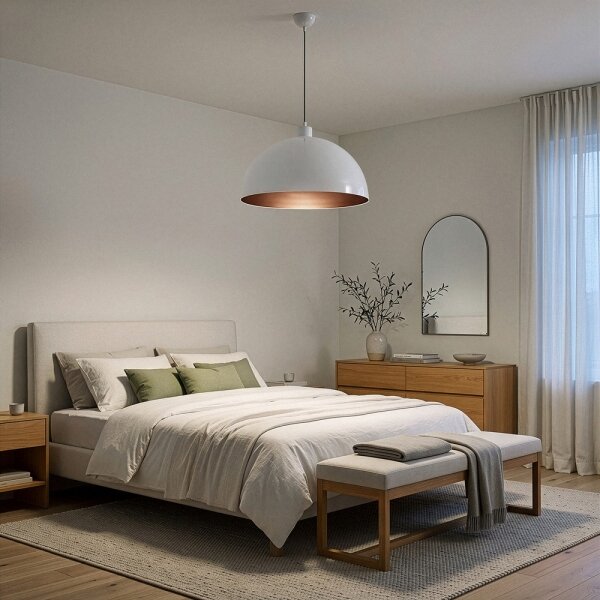Brilagi - LED полилей на кабел METALO 1xE27/40W/230V диам. 40 см бял/меден