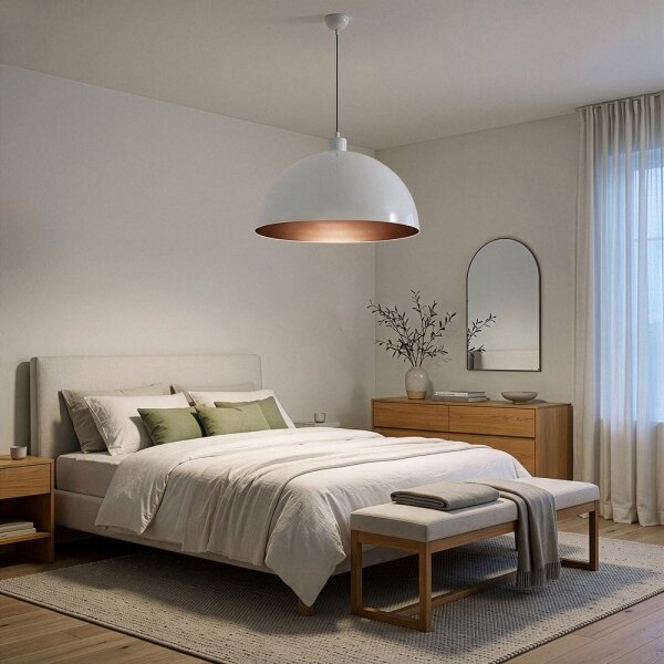Brilagi - LED полилей на кабел METALO 1xE27/40W/230V Ø 60 cm бял/меден