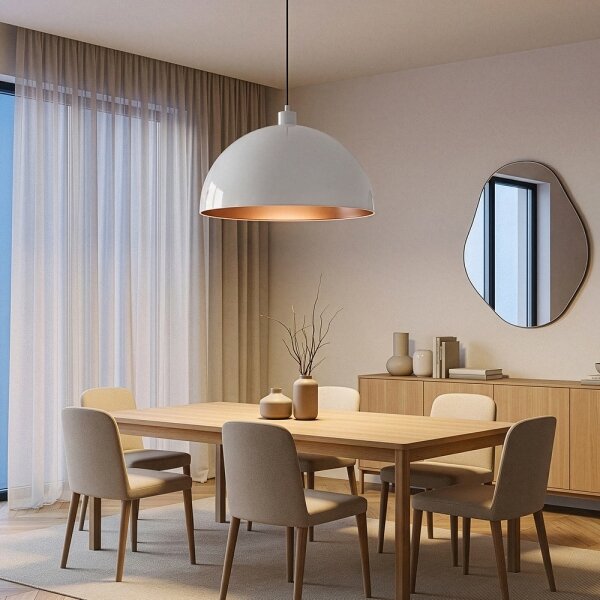 Brilagi - LED полилей на кабел METALO 1xE27/40W/230V Ø 60 cm бял/меден