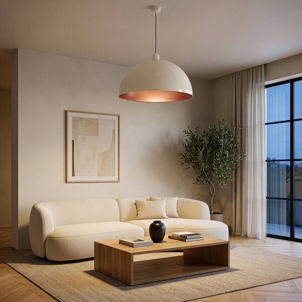 Brilagi - LED полилей на кабел METALO 1xE27/40W/230V Ø 60 см бежов/меден