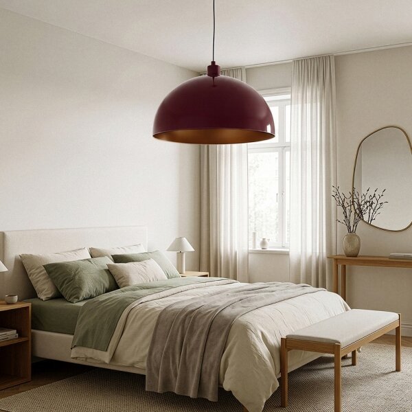 Brilagi - LED полилей на кабел METALO 1xE27/40W/230V Ø 60 cm бордо/меден