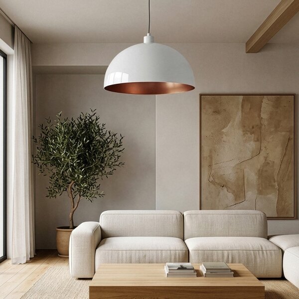 Brilagi - LED полилей на кабел METALO 1xE27/40W/230V Ø 60 cm бял/меден