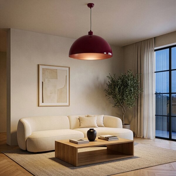 Brilagi - LED полилей на кабел METALO 1xE27/40W/230V Ø 60 cm бордо/меден