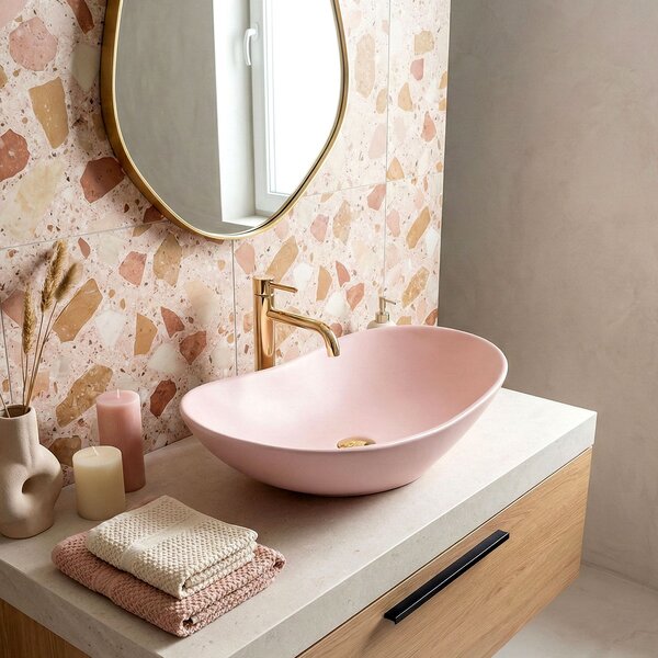 Умивалник за плот Rea Royal Powder Pink Matt
