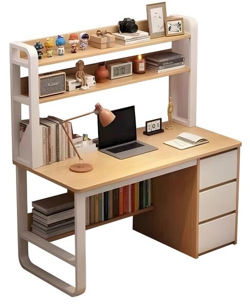 Бюро с рафтове Soco MDF натурален - бял 120x50x144см
