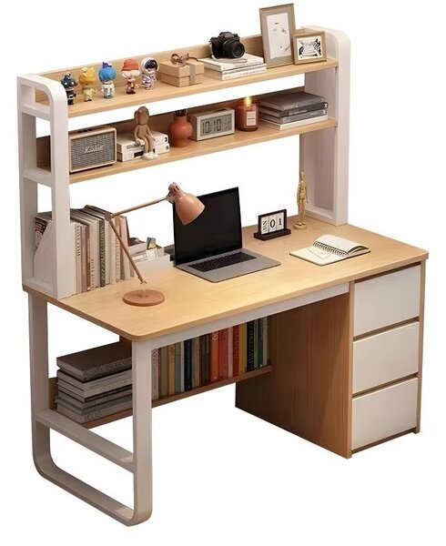 Бюро с рафтове Soco MDF натурален - бял 120x50x144см