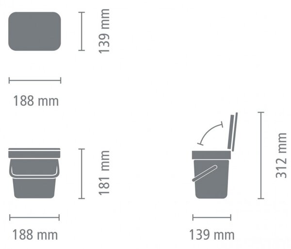 Кош за разделно събиране на боклук Brabantia Sort&Go 1005520, 3 л, Дръжка, Възможност за стенен монтаж, Светлозелен