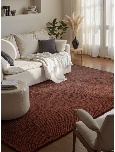 Ръчно изработен вълнен килим в тухлен цвят 80x150 cm Calmio – Hanse Home