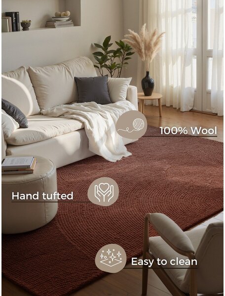 Ръчно изработен вълнен килим в тухлен цвят 80x150 cm Calmio – Hanse Home
