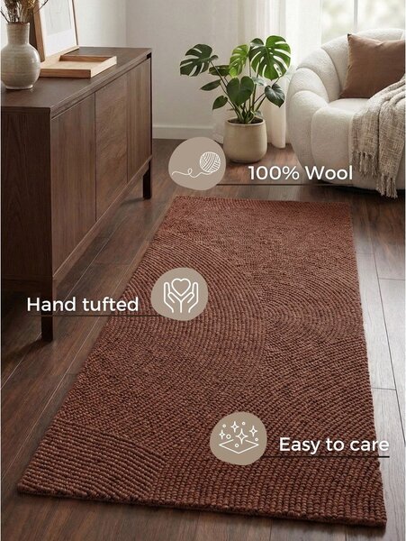 Ръчно изработена вълнена пътека в тухлен цвят 80x200 cm Calmio – Hanse Home