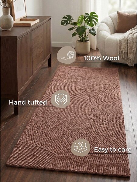 Теракотена ръчно изработена вълнена пътека 80x200 cm Calmio – Hanse Home