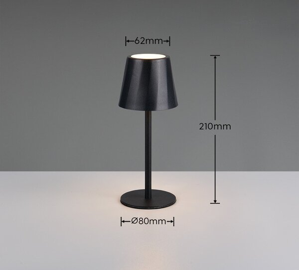 Матово черно LED настолна лампа с метален абажур (височина 21 cm) Diaz – Reality
