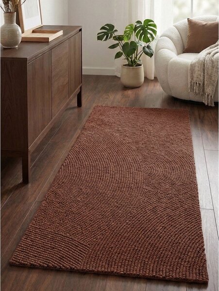 Ръчно изработена вълнена пътека в тухлен цвят 80x200 cm Calmio – Hanse Home