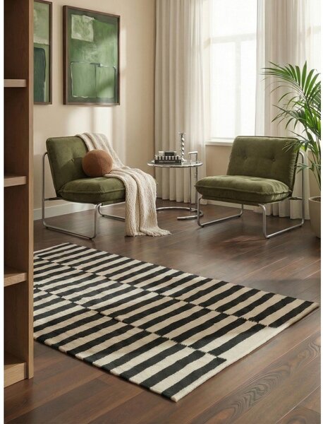 Черно-бял двустранен ръчно изработен вълнен килим 120x180 cm Donna – Hanse Home