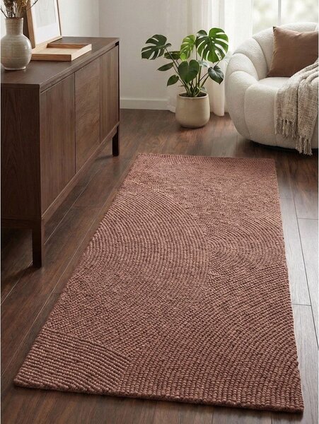 Теракотена ръчно изработена вълнена пътека 80x200 cm Calmio – Hanse Home