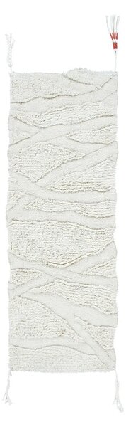 Бяла вълнена пътека подходяща за пране и ръчно изработена 70x200 cm Enkang Ivory – Lorena Canals