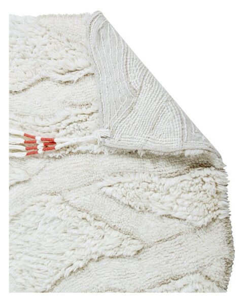 Бяла вълнена пътека подходяща за пране и ръчно изработена 70x200 cm Enkang Ivory – Lorena Canals