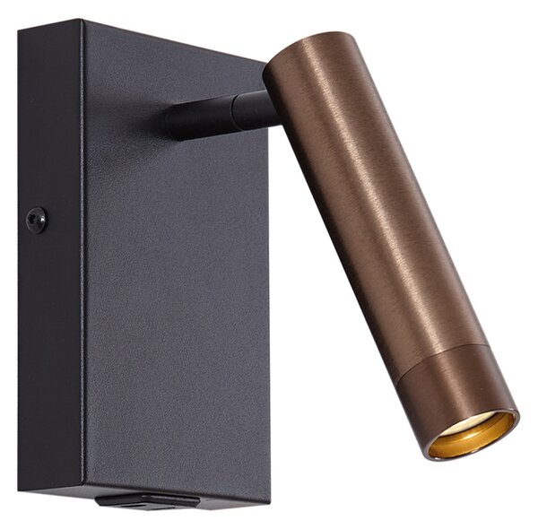 Модерна стенна лампа черна с тъмен бронз, регулируема с USB-C - Croft