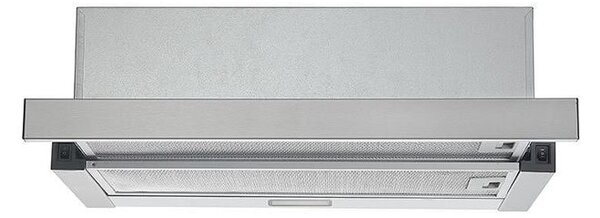 Абсорбатор Crown CT6040IX, за вграждане, телескопичен, енергиен клас B, 65W, въздухопоток 353 m3/h, 1 мотор, 2 степени на мощност, 2 алуминиеви филтъра, инокс