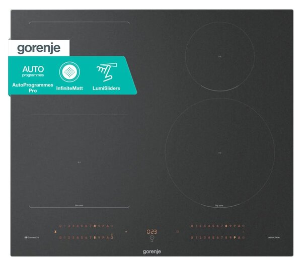 Индукционен плот за вграждане Gorenje GI6433SRWF, 4 нагревателни зони, таймер, заключване за деца, PowerBoost, AutoDetect, черен