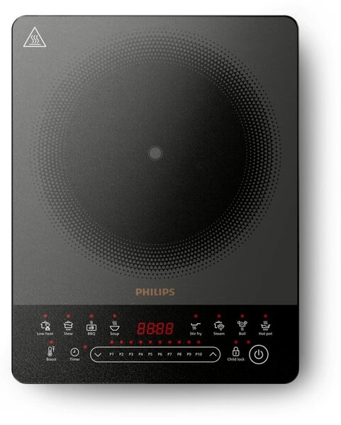 Котлон Philips HD5850/90, 2000W, 1 нагревателна зона, 10 степени на мощност, 8 програми, таймер, заключване за деца, черен