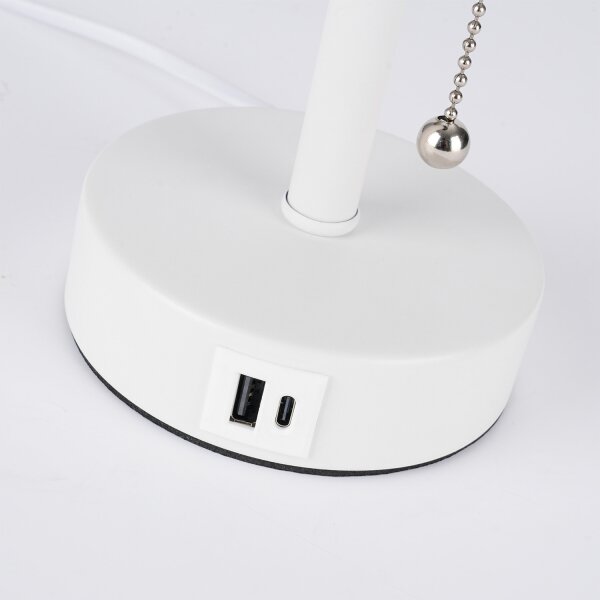 Brilagi - Настолна лампа с USB порт TABLON 1xE27/25W/230V бяла/черна
