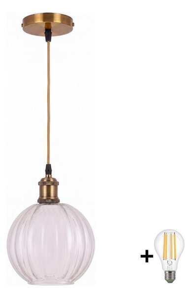 BRILAGI - LED полилей на кабел RETRO GLASS 1xE27/60W/230V Ø 18 см златен/прозрачен